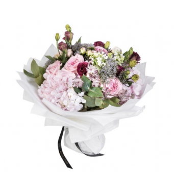 Pink Ohara and Hydrangea with Mixed Fresh Flowers Hand Bouquet
