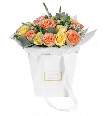 Surreal Sunrise - Hand Bouquet - V-Shaped 37x35cm white mdf Shopping bag
