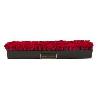 66 Red Roses in Black Small Rectangular Box