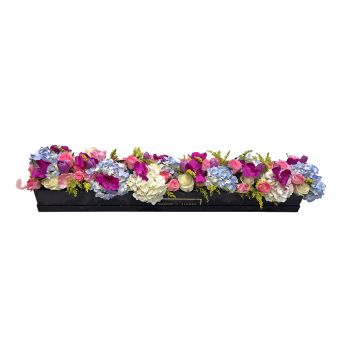 Multi-color Mixed Flowers in Black Small Rectangular Box