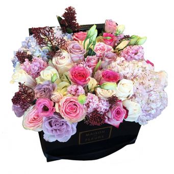 Multi-color Mixed Flowers in Black Square Box