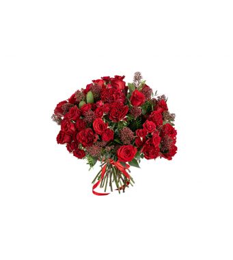 Something About You Fresh Flowers - 25 red roses, 10 Baby rose and other